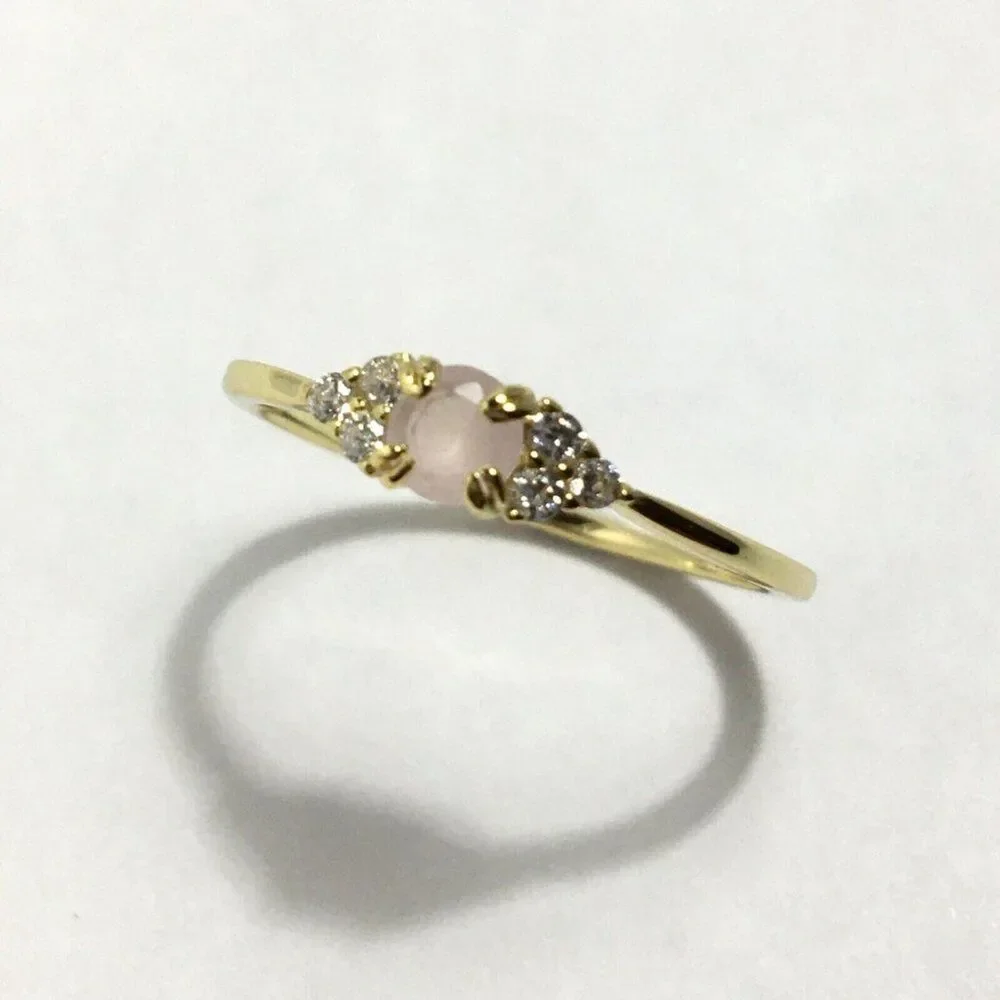 Sterling Silver Ring Size 7 Yellow Gold Plated Pink Lab Created Cubic Zirconia